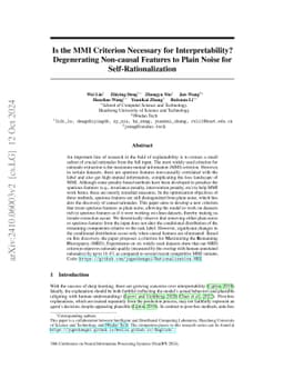 Is the MMI Criterion Necessary for Interpretability? Degenerating
  Non-causal Features to Plain Noise for Self-Rationalization
