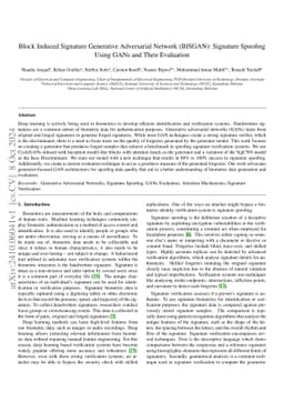 Block Induced Signature Generative Adversarial Network (BISGAN):
  Signature Spoofing Using GANs and Their Evaluation