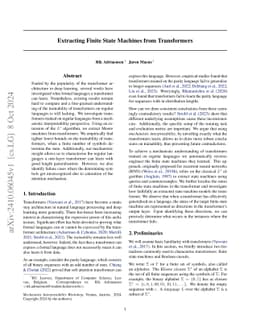 Extracting Finite State Machines from Transformers