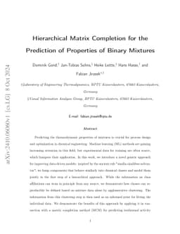 Hierarchical Matrix Completion for the Prediction of Properties of
  Binary Mixtures