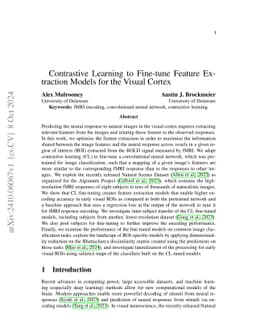 Contrastive Learning to Fine-Tune Feature Extraction Models for the
  Visual Cortex