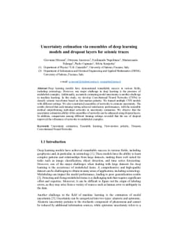 Uncertainty estimation via ensembles of deep learning models and dropout
  layers for seismic traces