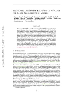 RelitLRM: Generative Relightable Radiance for Large Reconstruction
  Models