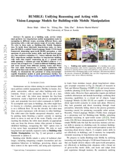 BUMBLE: Unifying Reasoning and Acting with Vision-Language Models for
  Building-wide Mobile Manipulation
