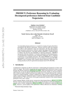 PREDICT: Preference Reasoning by Evaluating Decomposed preferences
  Inferred from Candidate Trajectories