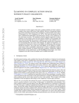 Learning in complex action spaces without policy gradients