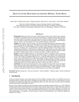 Skin Cancer Machine Learning Model Tone Bias