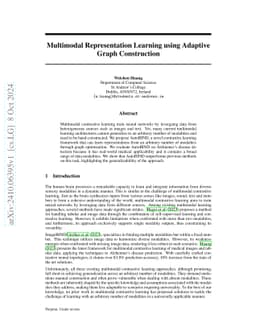 Multimodal Representation Learning using Adaptive Graph Construction