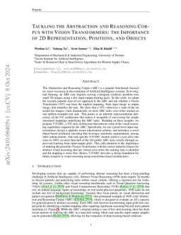 Tackling the Abstraction and Reasoning Corpus with Vision Transformers:
  the Importance of 2D Representation, Positions, and Objects