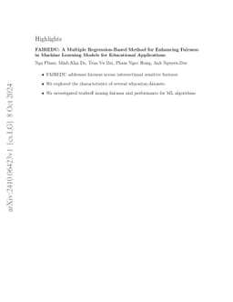 FAIREDU: A Multiple Regression-Based Method for Enhancing Fairness in
  Machine Learning Models for Educational Applications