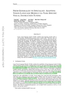 From Generalist to Specialist: Adapting Vision Language Models via
  Task-Specific Visual Instruction Tuning