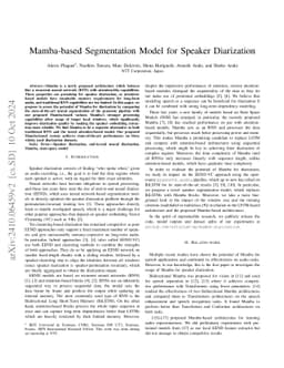 Mamba-based Segmentation Model for Speaker Diarization