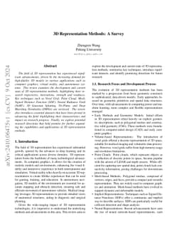 3D Representation Methods: A Survey