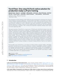 TorchTitan: One-stop PyTorch native solution for production ready LLM
  pre-training
