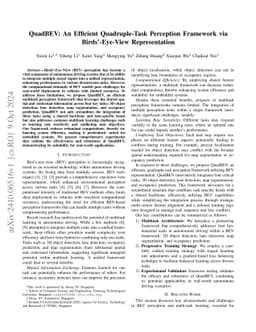 QuadBEV: An Efficient Quadruple-Task Perception Framework via
  Bird's-Eye-View Representation