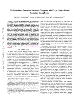 ES-Gaussian: Gaussian Splatting Mapping via Error Space-Based Gaussian
  Completion