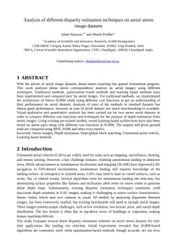 Analysis of different disparity estimation techniques on aerial stereo
  image datasets