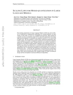 Scaling Laws for Mixed quantization in Large Language Models