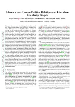 Inference over Unseen Entities, Relations and Literals on Knowledge
  Graphs