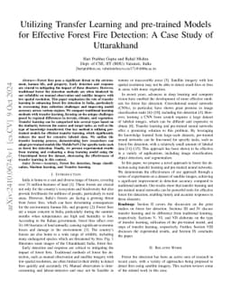 Utilizing Transfer Learning and pre-trained Models for Effective Forest
  Fire Detection: A Case Study of Uttarakhand