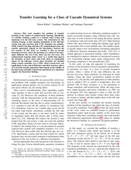 Transfer Learning for a Class of Cascade Dynamical Systems