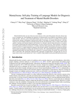 MentalArena: Self-play Training of Language Models for Diagnosis and Treatment of Mental Health Disorders