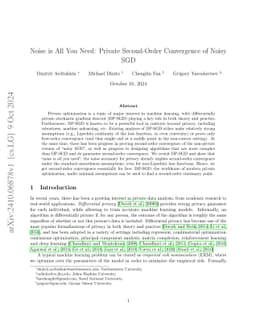 Noise is All You Need: Private Second-Order Convergence of Noisy SGD