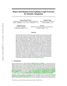 Degree Distribution based Spiking Graph Networks for Domain Adaptation