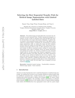 Selecting the Best Sequential Transfer Path for Medical Image
  Segmentation with Limited Labeled Data