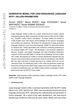 Generative Model for Less-Resourced Language with 1 billion parameters