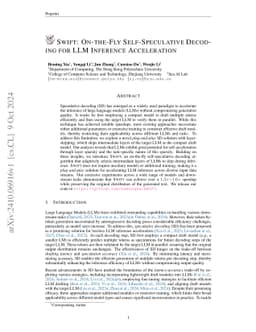 SWIFT: On-the-Fly Self-Speculative Decoding for LLM Inference Acceleration