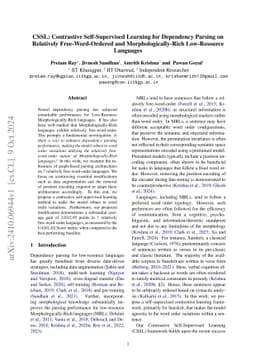 CSSL: Contrastive Self-Supervised Learning for Dependency Parsing on
  Relatively Free Word Ordered and Morphologically Rich Low Resource Languages