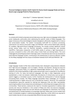 Personal Intelligence System UniLM: Hybrid On-Device Small Language
  Model and Server-Based Large Language Model for Malay Nusantara