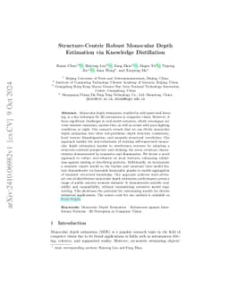 Structure-Centric Robust Monocular Depth Estimation via Knowledge
  Distillation