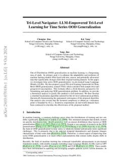 Tri-Level Navigator: LLM-Empowered Tri-Level Learning for Time Series
  OOD Generalization