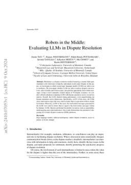 Robots in the Middle: Evaluating LLMs in Dispute Resolution