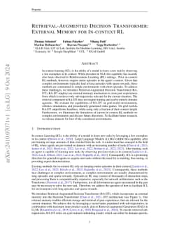 Retrieval-Augmented Decision Transformer: External Memory for In-context
  RL