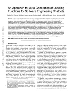 An Approach for Auto Generation of Labeling Functions for Software
  Engineering Chatbots