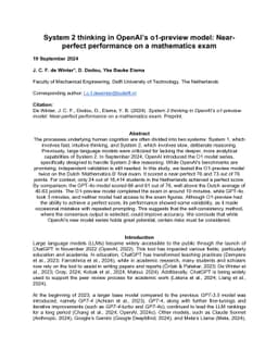 System 2 thinking in OpenAI's o1-preview model: Near-perfect performance
  on a mathematics exam