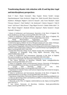 Transforming disaster risk reduction with AI and big data: Legal and
  interdisciplinary perspectives