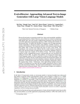 EvolveDirector: Approaching Advanced Text-to-Image Generation with Large
  Vision-Language Models