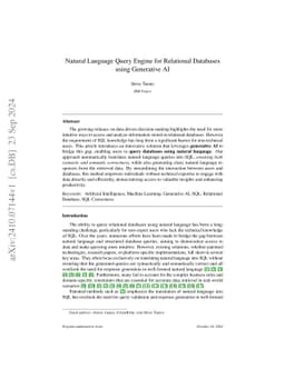 Natural Language Query Engine for Relational Databases using Generative
  AI