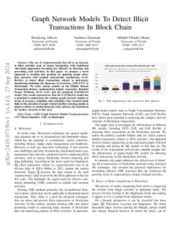 Graph Network Models To Detect Illicit Transactions In Block Chain