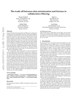 The trade-off between data minimization and fairness in collaborative
  filtering