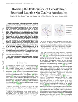 Boosting the Performance of Decentralized Federated Learning via
  Catalyst Acceleration