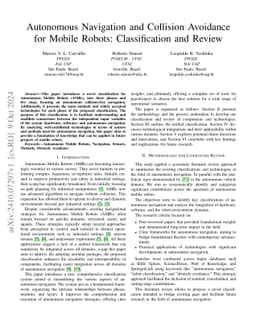 Autonomous Navigation and Collision Avoidance for Mobile Robots:
  Classification and Review