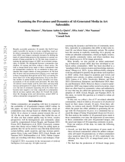 Examining the Prevalence and Dynamics of AI-Generated Media in Art
  Subreddits