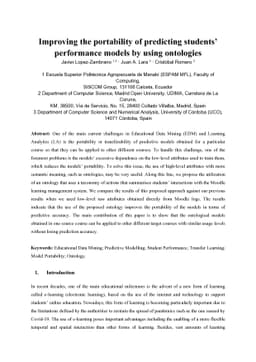 Improving the portability of predicting students performance models by
  using ontologies