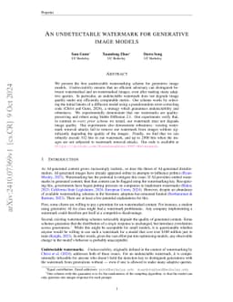An Undetectable Watermark for Generative Image Models