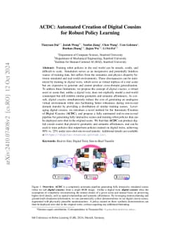 Automated Creation of Digital Cousins for Robust Policy Learning